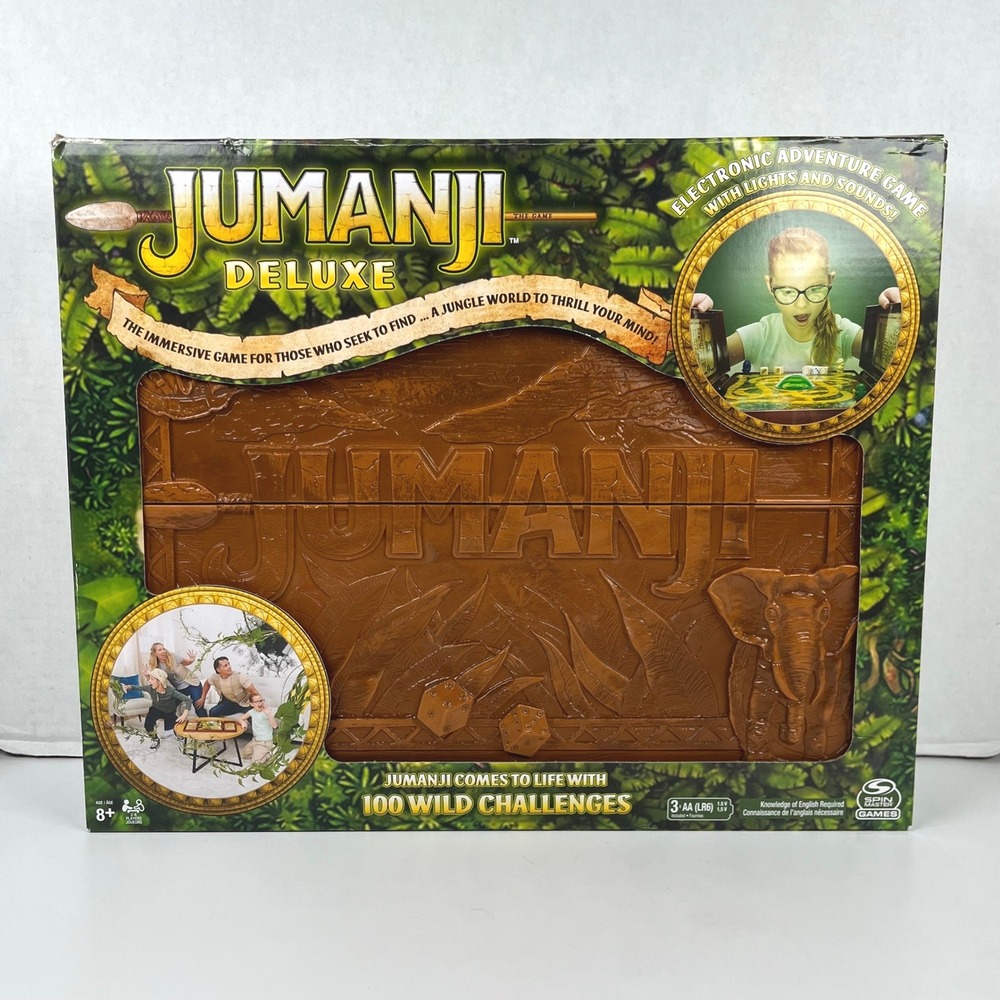 Jumanji Deluxe Electronic Board Game Spin Master 100 Challenges Lights & Sounds